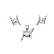 Silver Edged Jewellery Set With a Solitaire CZ Middle Stone image