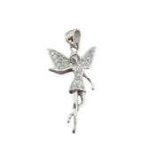 Silver Large Cubic Zirconia Flying Fairy Pendant With Wings image