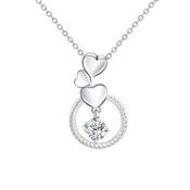 Silver Open Circle Pendant With A Drop Cubic Zirconia Stone image