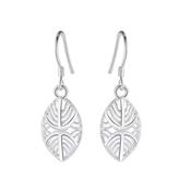 Silver Small Leaf Dangly Earrings