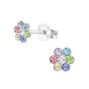 Small Coloured Sterling Silver Flower Earrings