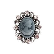 Small Crystal Set Traditional Cameo Brooch