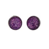 Small Purple Sparkle Clip On Earrings image