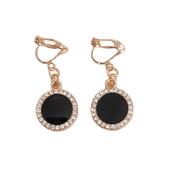 Small Circle Black Diamante Clip On Earrings image