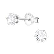 Small 5mm Sterling Silver CZ Stud Earrings image