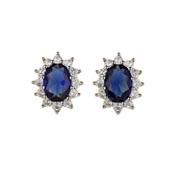 Small Blue Cubic Zirconia Silver Earrings image