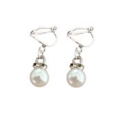 Small Pearl With Diamante Top Clip On Earrings image