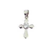 Solitaire Stone Silver Pretty Arms Cross Pendant image