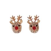 Sparkly Gold Cute Reindeer Earrings image