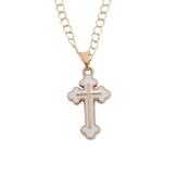 Stainless Steel White And Gold Cross Pendant image