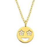 Sterling Silver Cubic Zirconia Smiley Face Pendant
