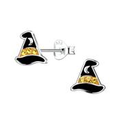 Sterling Silver Diamante Witches Hat Earrings