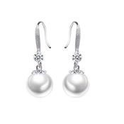 Sterling Silver Pearl Dangly Earrings image
