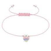 Sterling Silver Rainbow Heart Charm Bracelet