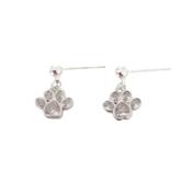 Sterling Silver Stem Diamante Paw Earrings image