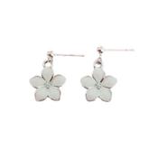Sterling Silver Stem White Flower Earrings image