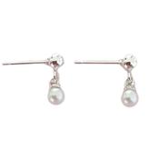 Sterling Silver Tiny Pearl Communion Earrings image