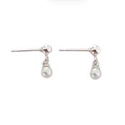 Sterling Silver Tiny Pearl Communion Earrings image