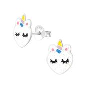 Sterling Silver Unicorn Head Childs Earrings image