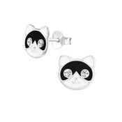 Sterling Silver Cat Face Earrings image