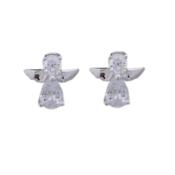 Sterling Silver Angel Earrings With A Diamante Stone Body image