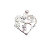 Sterling Silver Heart and Flower Design Crystal Pendant image