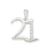 Sterling Silver Pave Set Cubic Zirconia 21st Birthday Necklace image