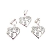 Stone Set Heart Clip On Earring Set image