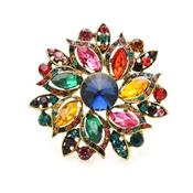 Stunning Indian Design Multi Coloured Crystal Treasure Brooch