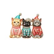 Three Cats Christmas Brooch
