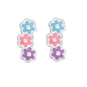 Three Flowers Girls Stud Earrings