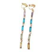 Turquoise Green Crystal Clip on Earrings