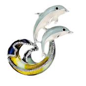 Two Dolphins Swimming Brooch image