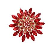 Very Large Red Cubic Zirconia Flower Brooch