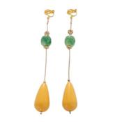 Very Long Green And Yellow Clip On Earrings image