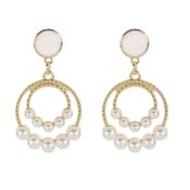 Vintage Inspired Gold Tone Clip On Earrings With A Pearl Centre