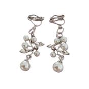 Vintage Flower Drop Clip On Earrings
