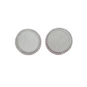 White Button Silver Clip On Earrings image