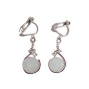 White Diamante Bead Clip On Earrings