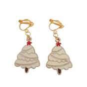 White Christmas Tree Clip On Earrings image