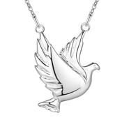 18 Inch Sterling Silver Chain With a Large Solid Flying Dove Necklace image