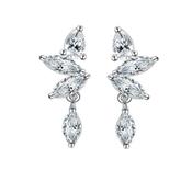 4 CZ Stone Zig Zag Drop Sterling Silver Earrings image
