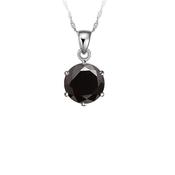 8mm Black Solitaire Single Stone Cubic Zirconia Pendant image