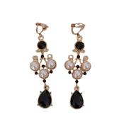 Black And Pearl Chandelier Clip On Earrings image