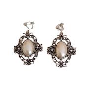Black With Pearl Clip On Earrings image