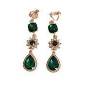 Bling Long Green CZ Clip On Earrings image