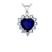 Blue And White Cubic Zirconia Heart Pendant image