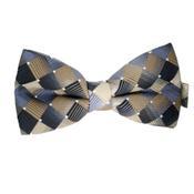 Blue Gold And Grey Checked Adjustable Bow Tie image