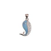 Blue Enamel Sterling Silver Whale Pendant With Cubic Zirconia image