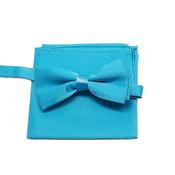 Boys Turquoise Light Blue Adjustable Bow Tie Set image